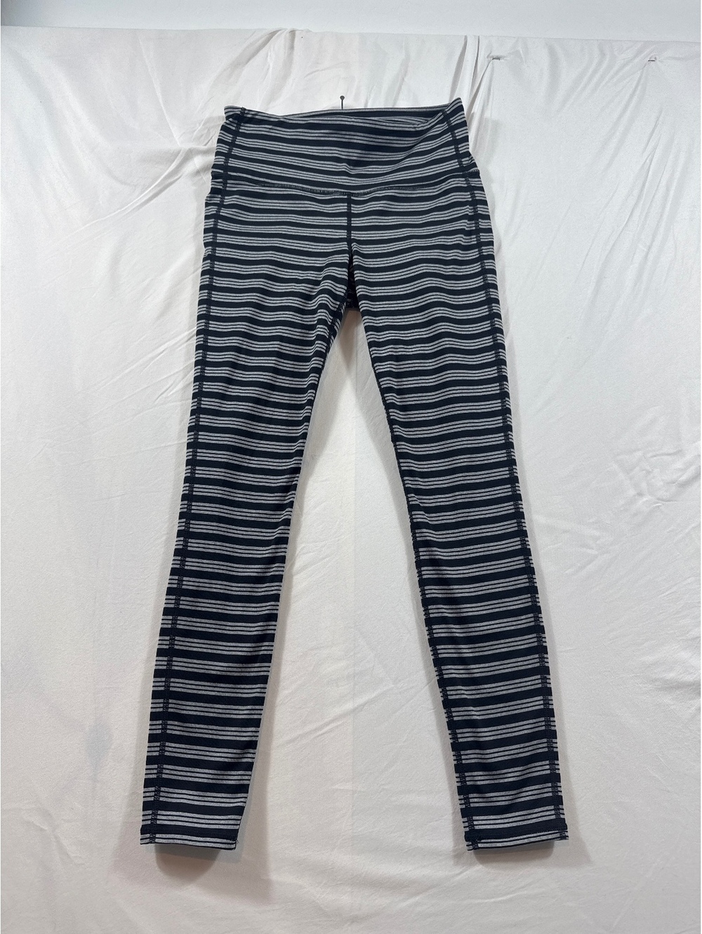 Athleta Black and Gray Striped Leggings Size SP